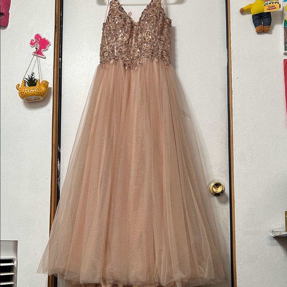 Stunning Women's Formal Dress in Shimmering Tan